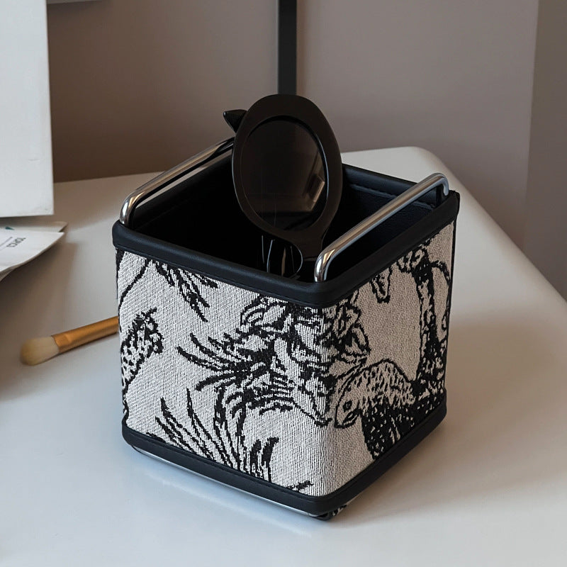 Léon Noir Jacquard Leather Desk Caddy Berriscent