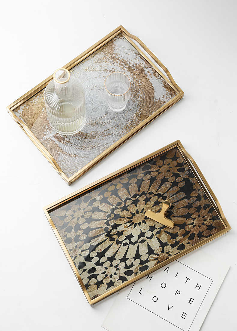 Luxury Glass & Gold Decorative Tray Berriscent