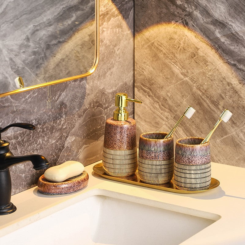 Aurora Glaze Ceramic Bathroom Set Berriscent