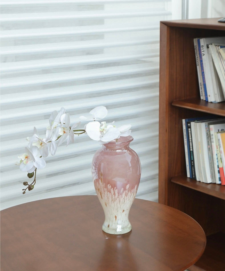 Rosy Bloom Hand-Blown Glass Vase