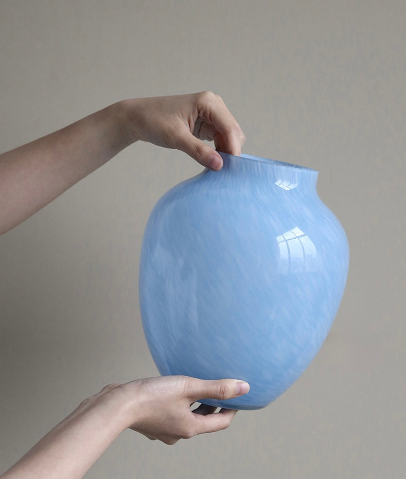 Hand-Blown Pastel Marbled Glass Vase Berriscent