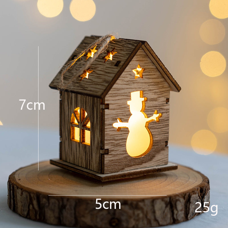 Wooden Christmas House LED Ornaments