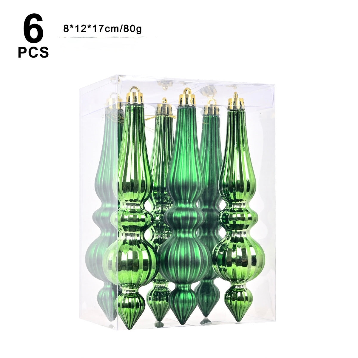 Elegant Christmas Tree Finial Ornaments – Set of 6