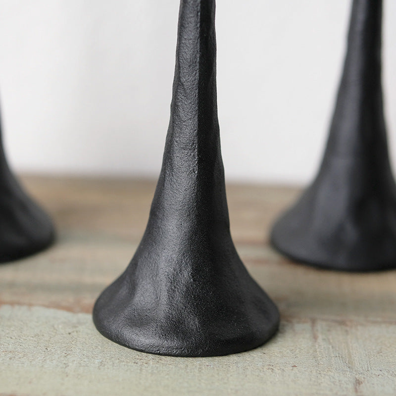 Noir Essence Candle Holder Set – Sculptural Cast Iron Elegance Berriscent