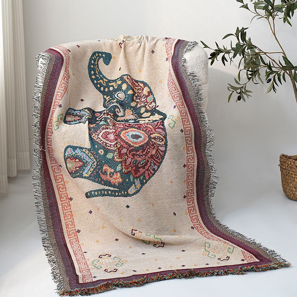 Majestic Elephant Jacquard Throw Berriscent