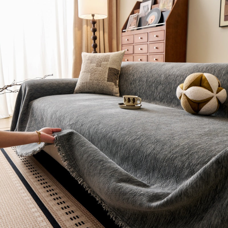 Diamond Jacquard Chenille Sofa Cover Berriscent