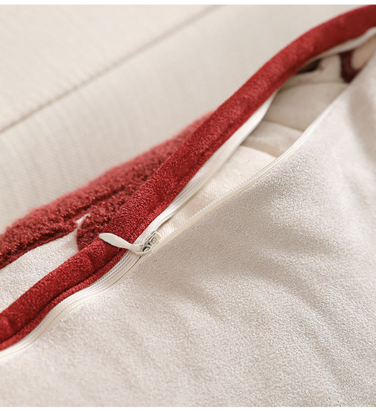 Textured Floral Velvet Pillowcases – Red Relief Pattern Berriscent