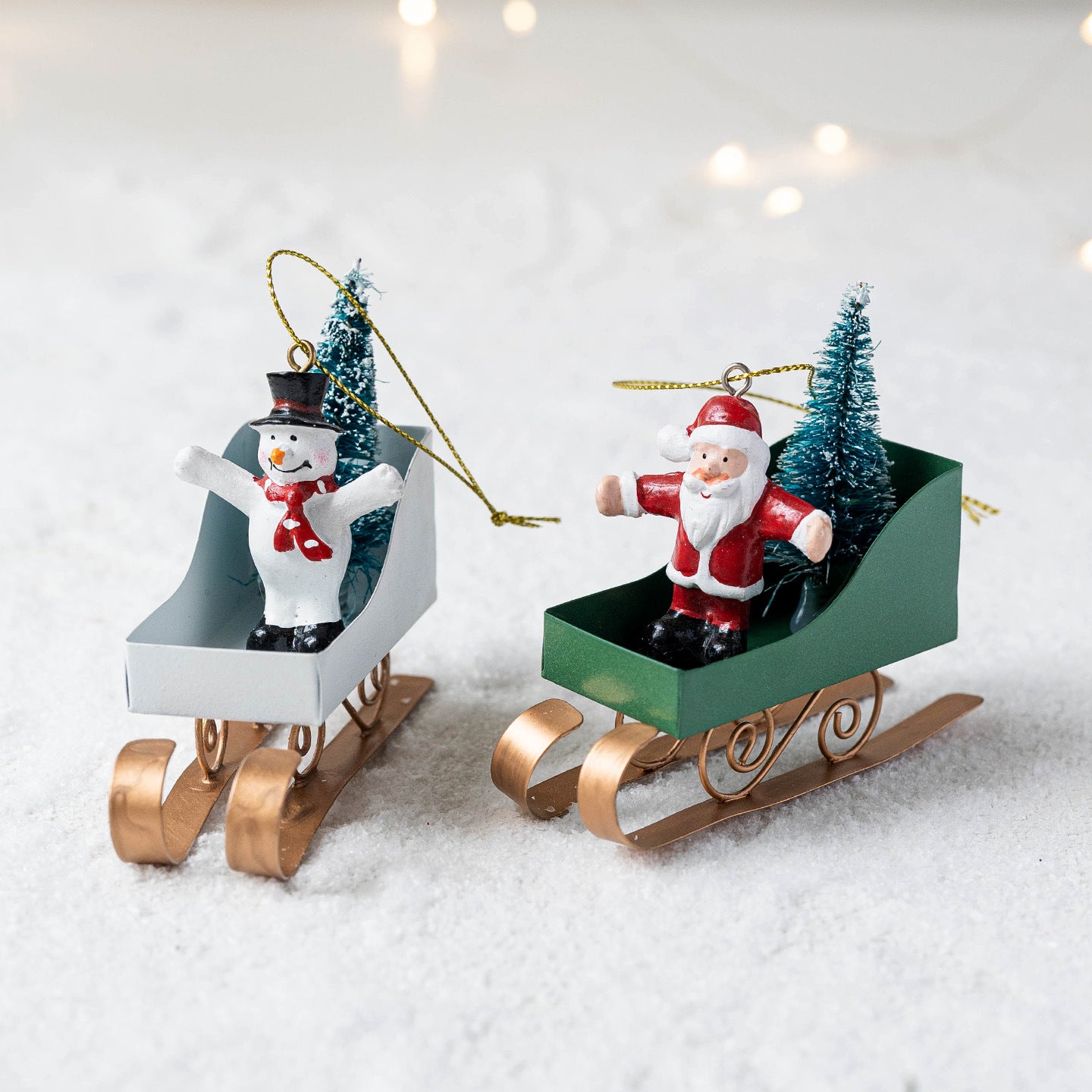 Flying Christmas Legends – Santa, Snowman & Reindeer Sleigh Ornaments Collection Berriscent