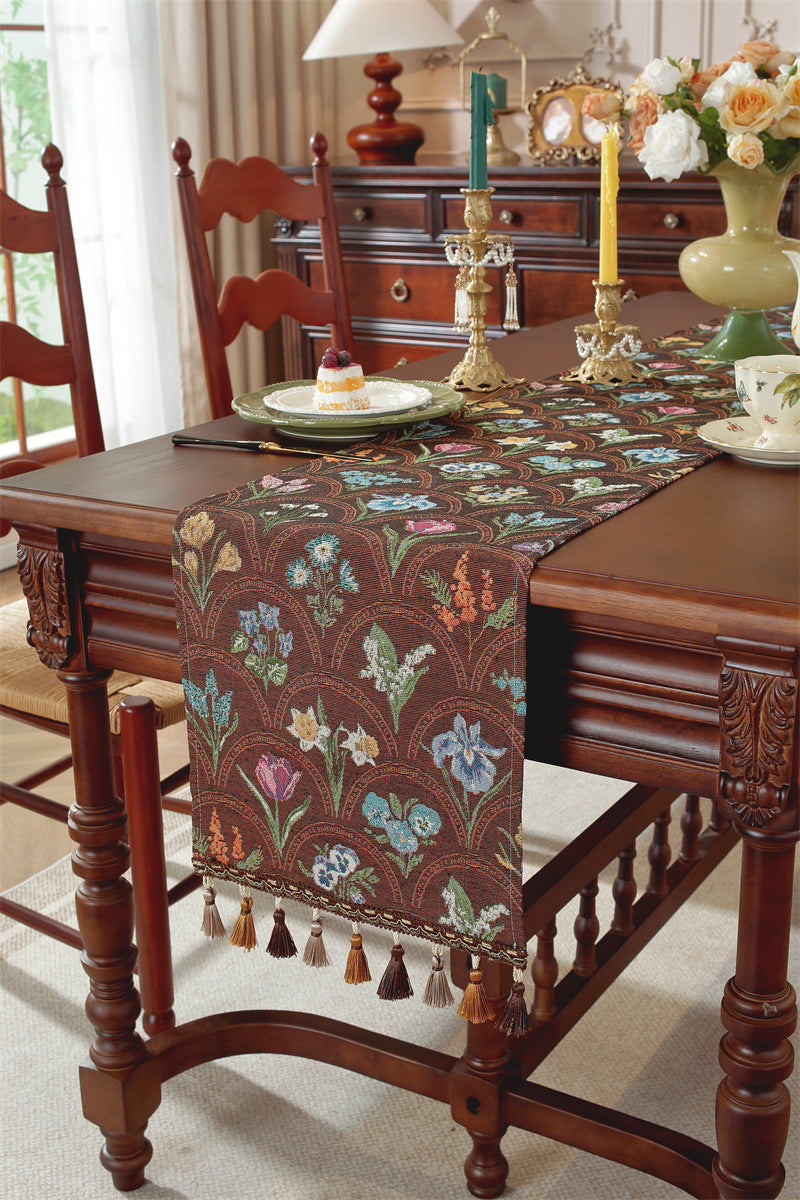 Vintage Bloom Embroidered Table Runner Berriscent