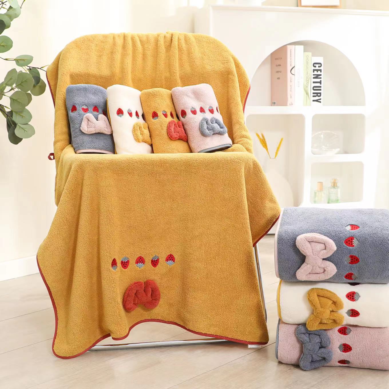 Strawberry Bow Comfort Towel Berriscent