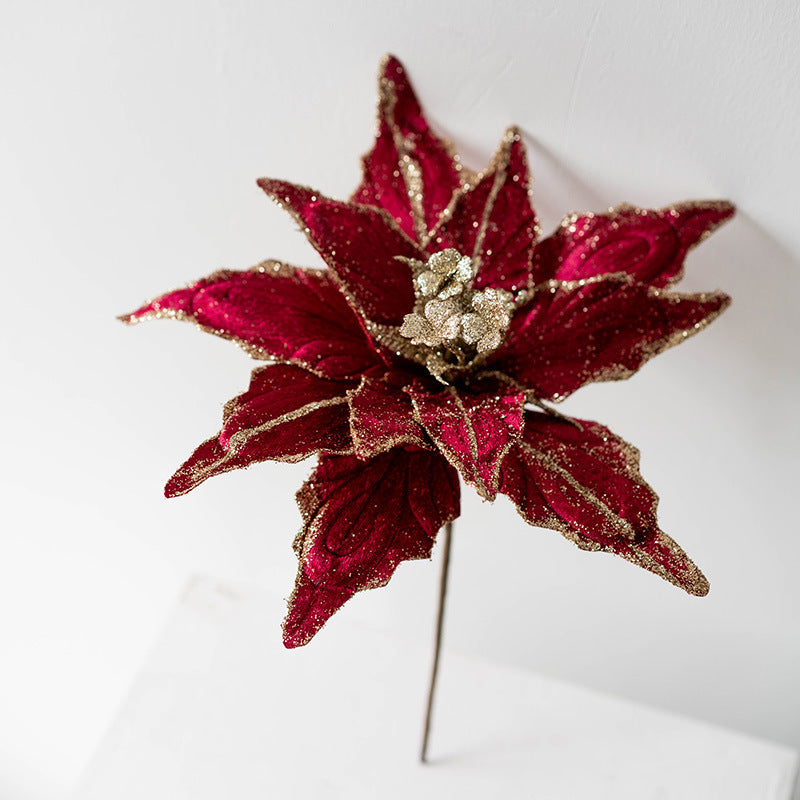 Velvet Glitter Poinsettia Flowers – Set of 2 Berriscent 