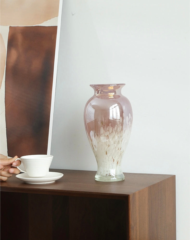 Rosy Bloom Hand-Blown Glass Vase