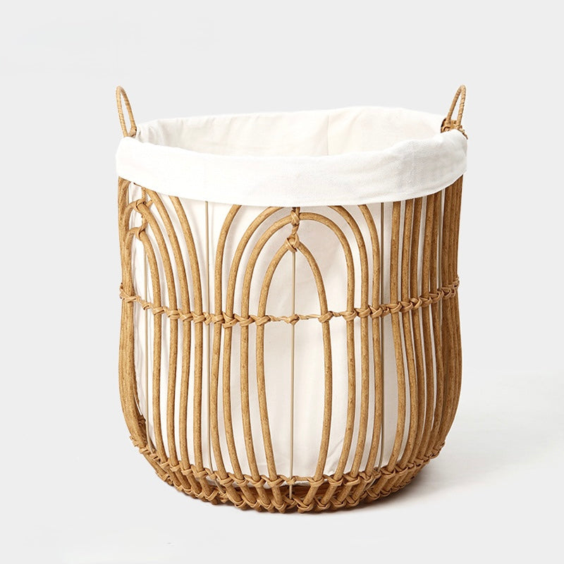Handwoven Rattan Laundry & Storage Basket with Fabric Lining Berriscent