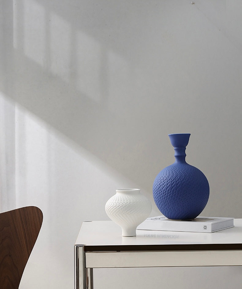 Textured White Ceramic Vase Collection Berriscent