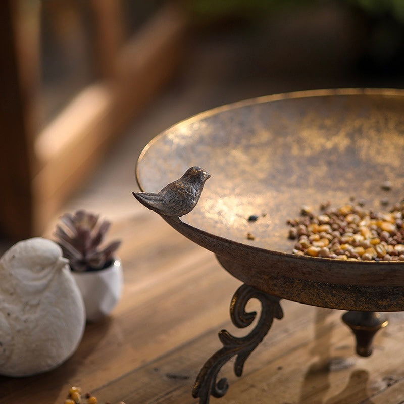 Rustic Wrought Iron Bird Bowl Berriscent