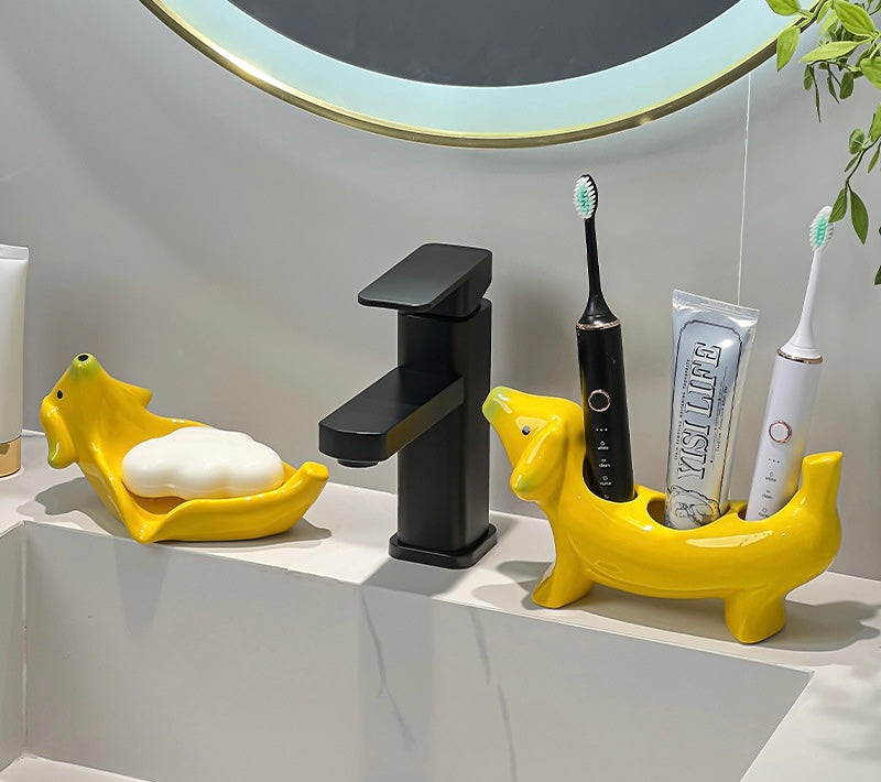 Dachshund Ceramic Vanity Organizer Berriscent