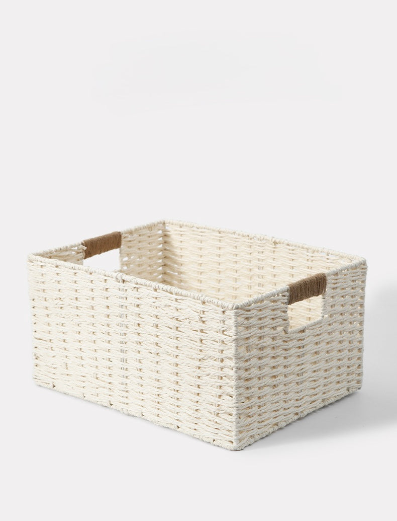 Rectangular Handwoven Storage Basket – Natural White Berriscent