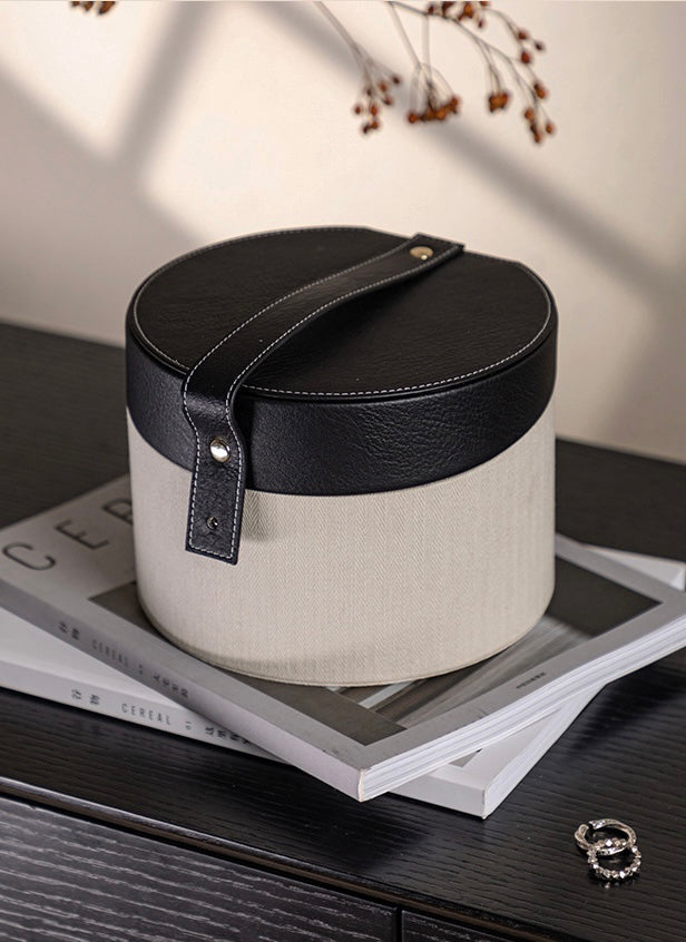 Round Vanity Storage Box with Mirror Berriscent