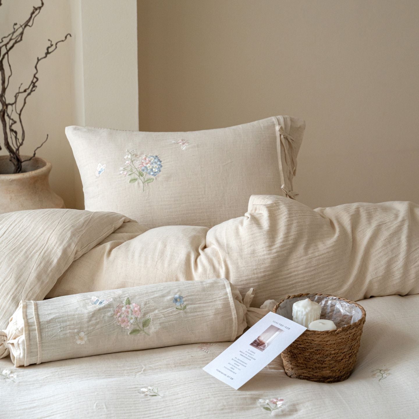 The Garden Room | Cotton–Hemp Embroidered Bed Linen
