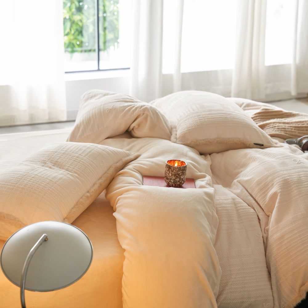 The Tethered Bow | Sculpted Matte Milk Velvet Bed Linen