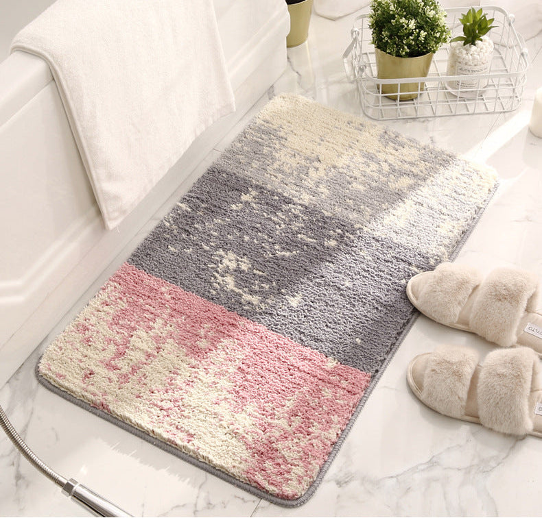 Colour Block Plush Floor Mat Berriscent