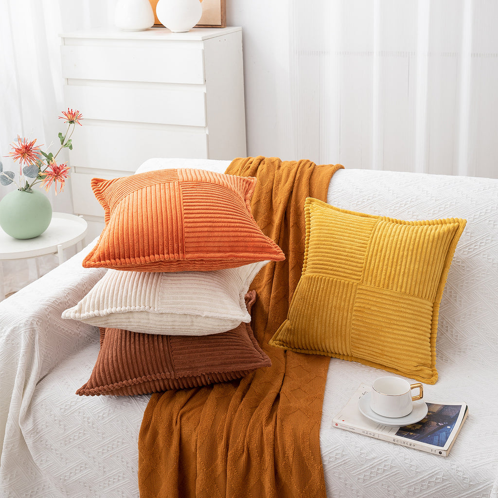 Corduroy Patchwork Cushion Cover Berriscent