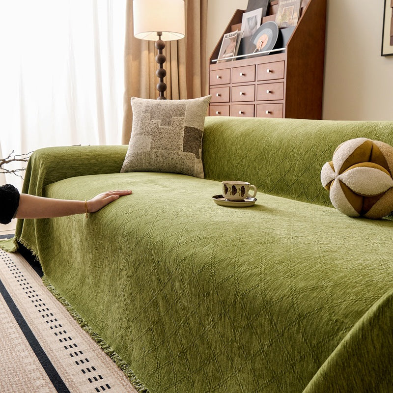 Diamond Jacquard Chenille Sofa Cover Berriscent