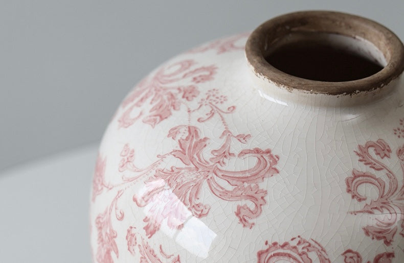 Rosette Crackle Ceramic Vase Berriscent