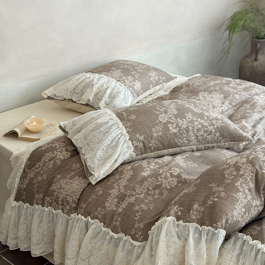 Maison Fleur Lace-Trim Bedding Set Berriscent