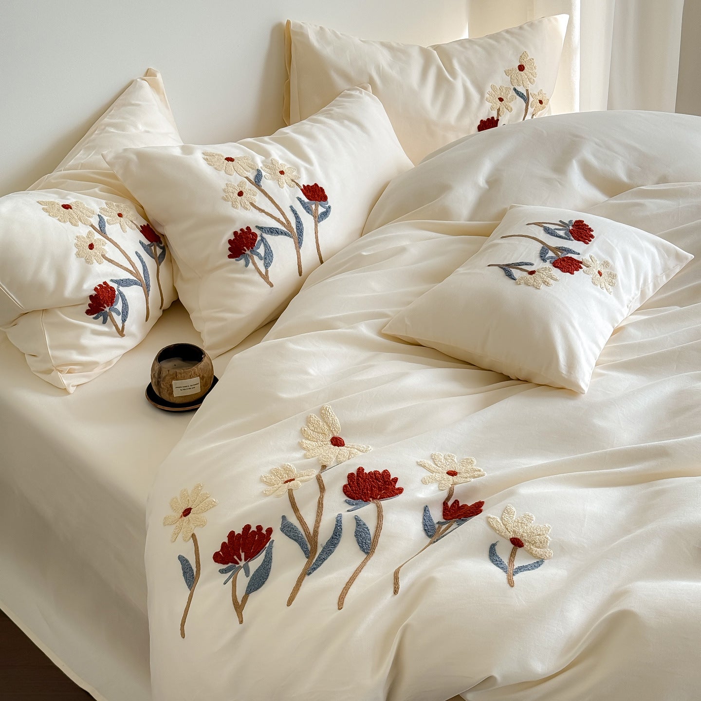Botanical Bloom 100s Brushed Cotton Embroidered Bedding Set Berriscent
