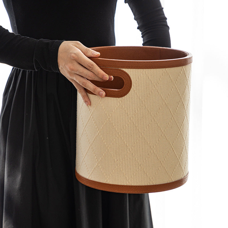 Round Woven Storage Basket – Beige & Brown Berriscent