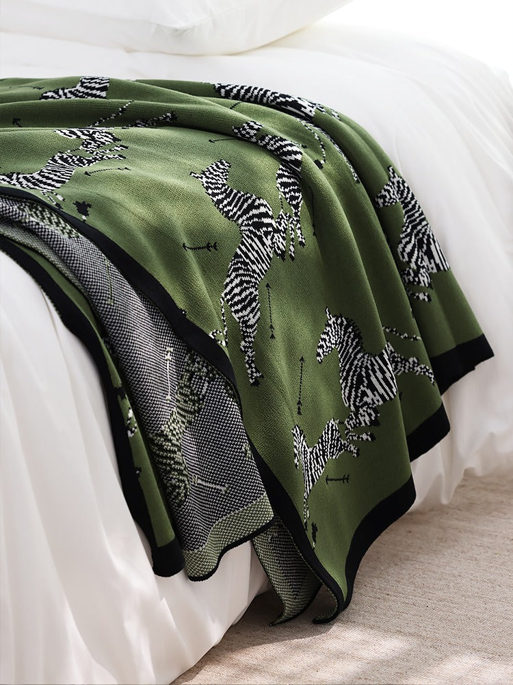 Savanna Stride Throw – Artistic Zebra Jacquard Blanket Berriscent