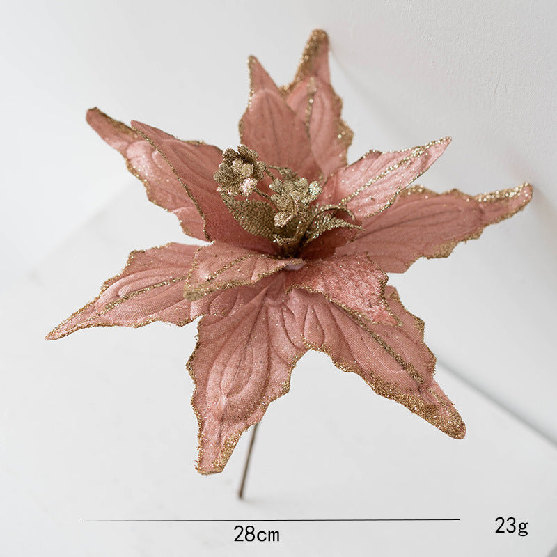 Artificial Glitter Poinsettia Flower Collection – 28 cm