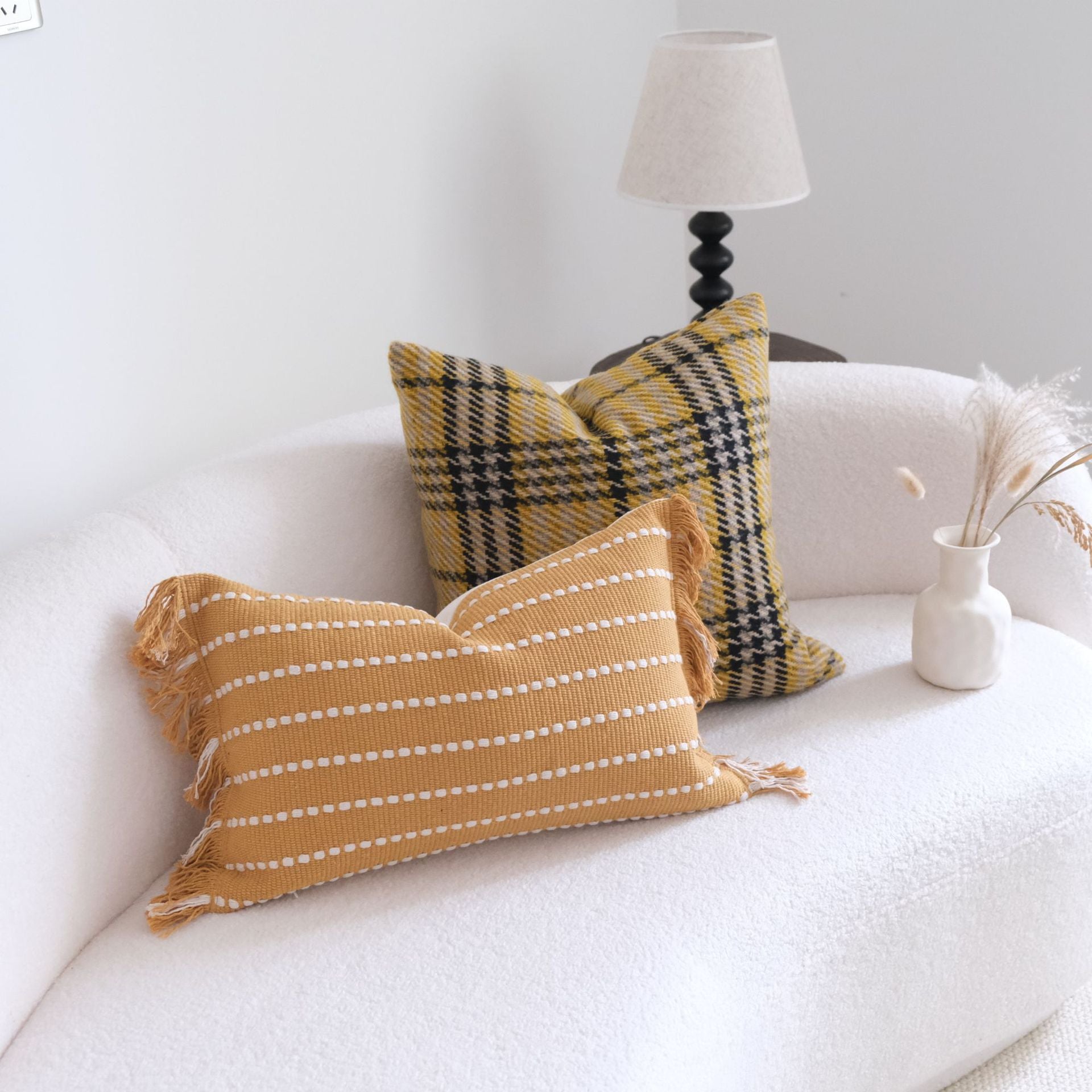 Golden Weave Collection - Decorative Cushions in Warm Mustard Tones Berriscent