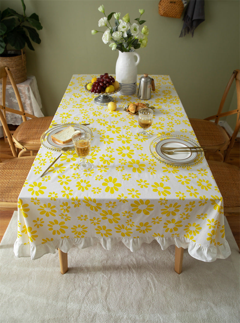 Sunny Bloom Ruffled Tablecloth Berriscent