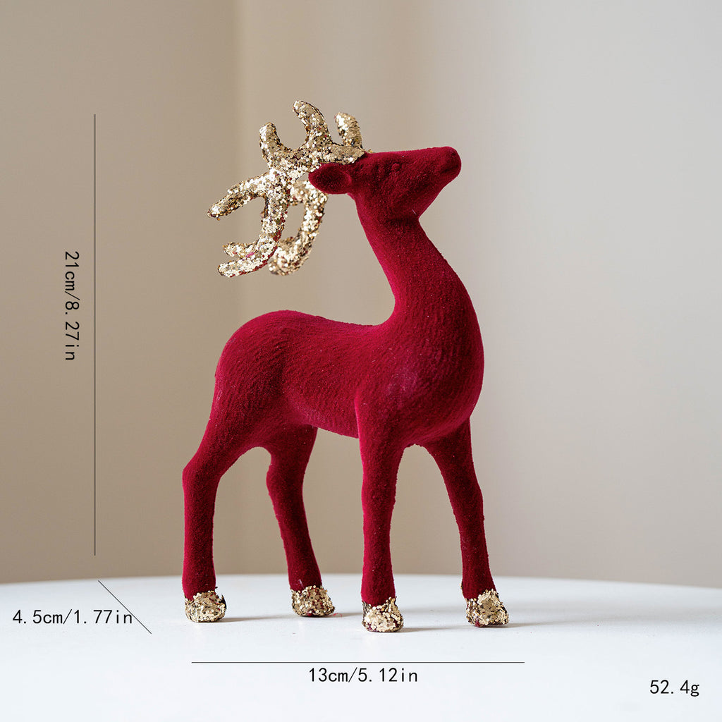 Luxury Christmas Deer Figurine Collection – Velvet & Glitter Pairs