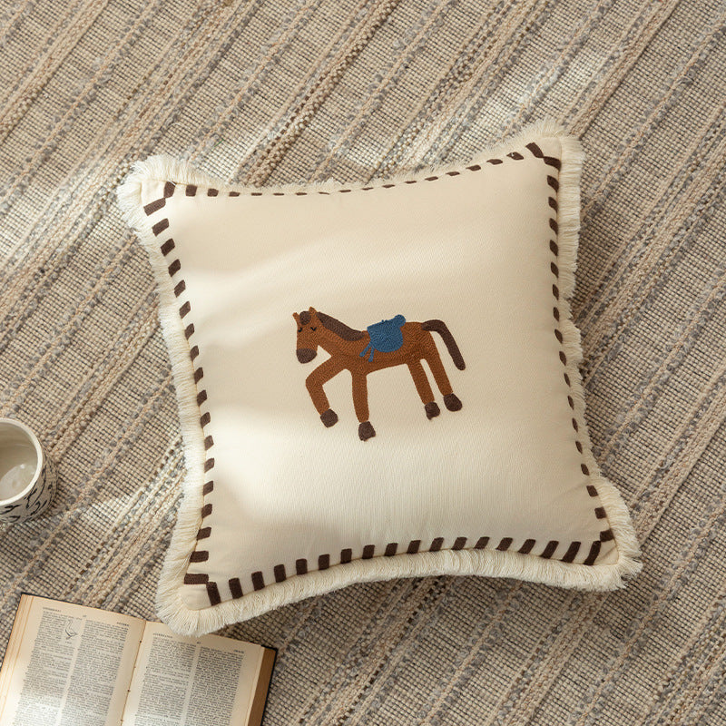 Countryside Embroidered Cotton Pillowcases – 45×45 cm Berriscent