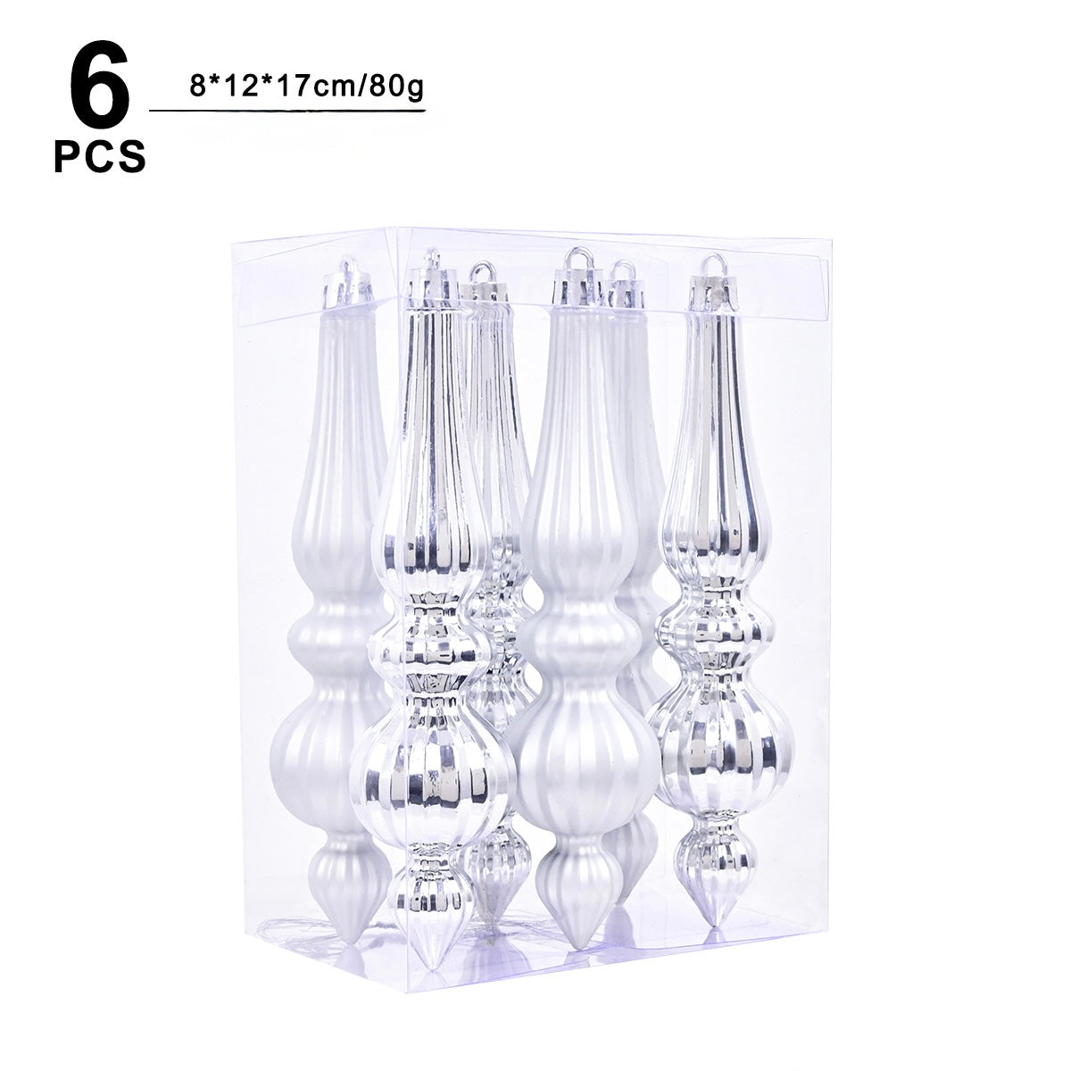 Elegant Christmas Tree Finial Ornaments – Set of 6