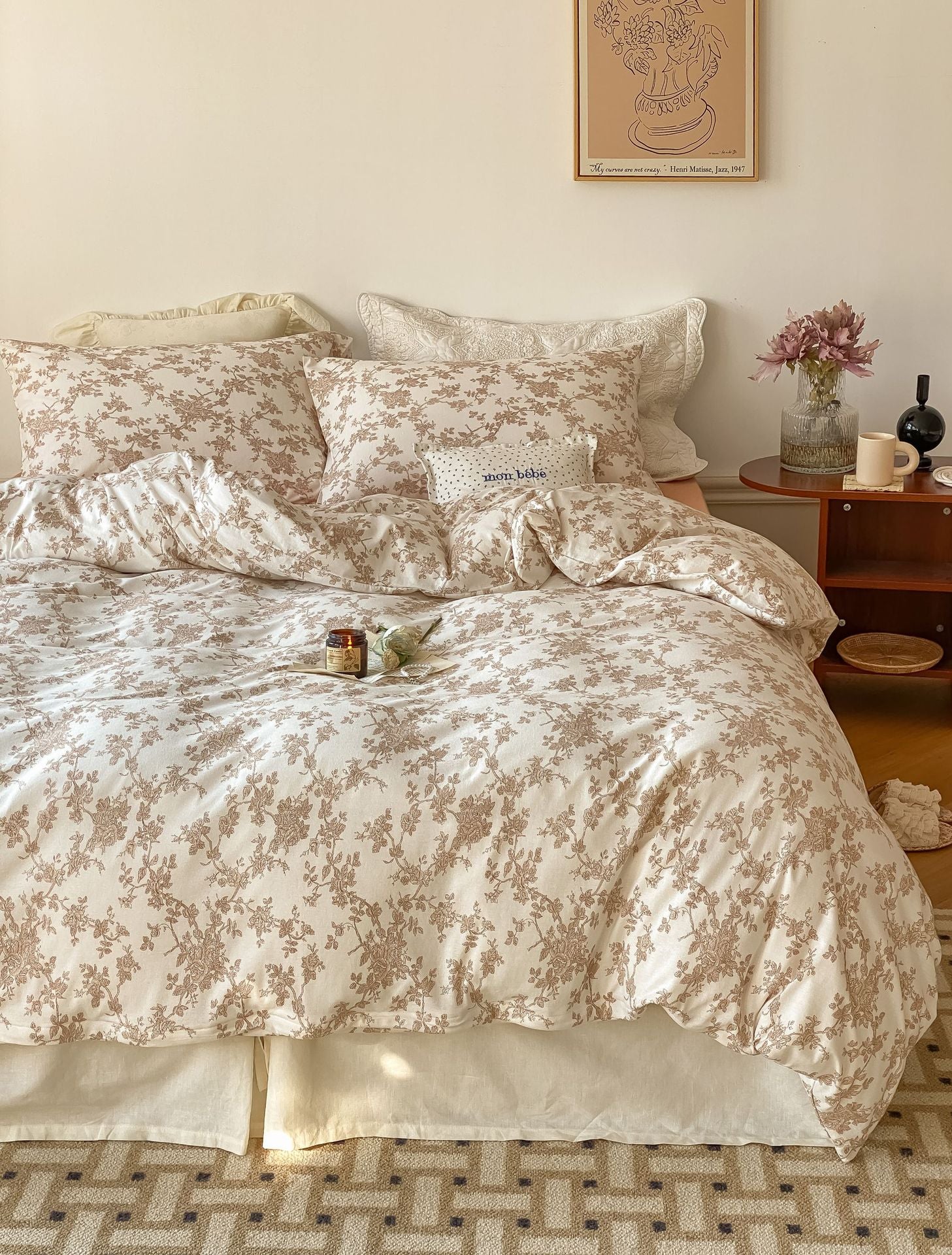 Soft Botanical Cotton Bedding Set — Blush Sand Floral Berriscent