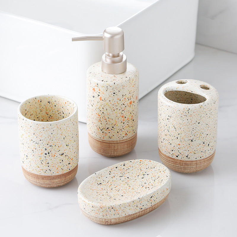 Terra Speck Ceramic Bathroom Set Berriscent