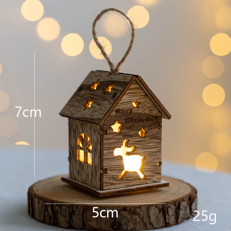 Wooden Christmas House LED Ornaments