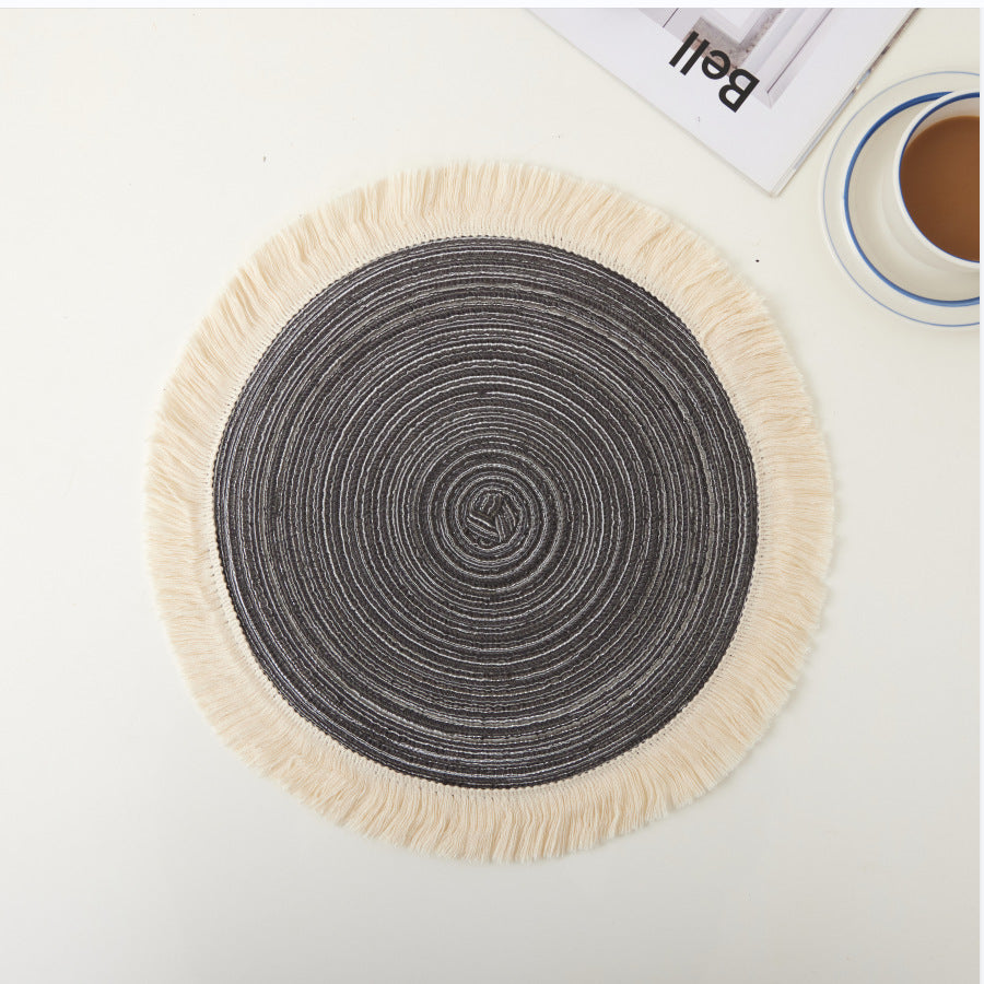 Natural Woven Round Placemats with Fringe – 38 cm / 42 cm Berriscent