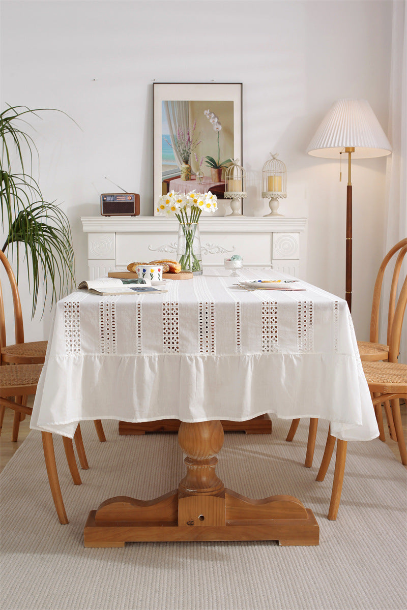 White Haven Lace Tablecloth | Pure Cotton Decorative Cover Berriscent