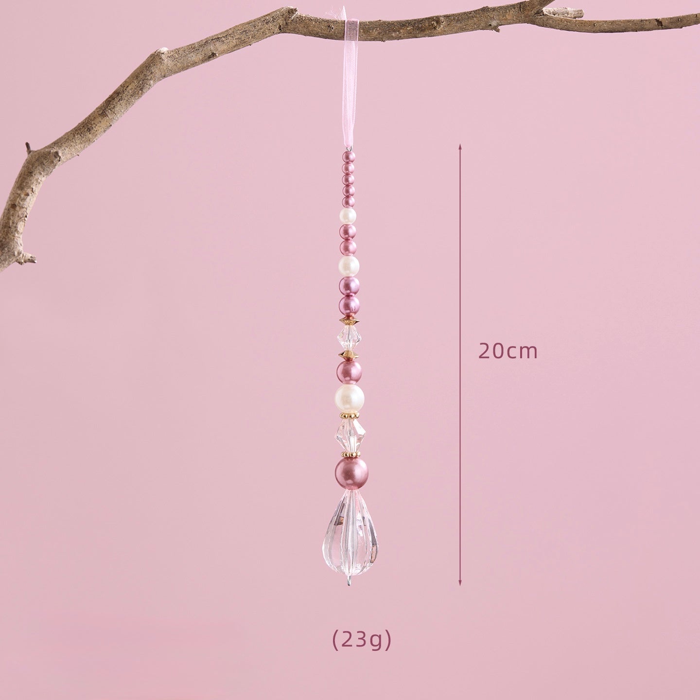 Blush Crystal Bead Ornament Set