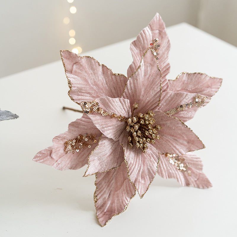 Velvet Glitter Poinsettia Flowers – Set of 2 Berriscent 
