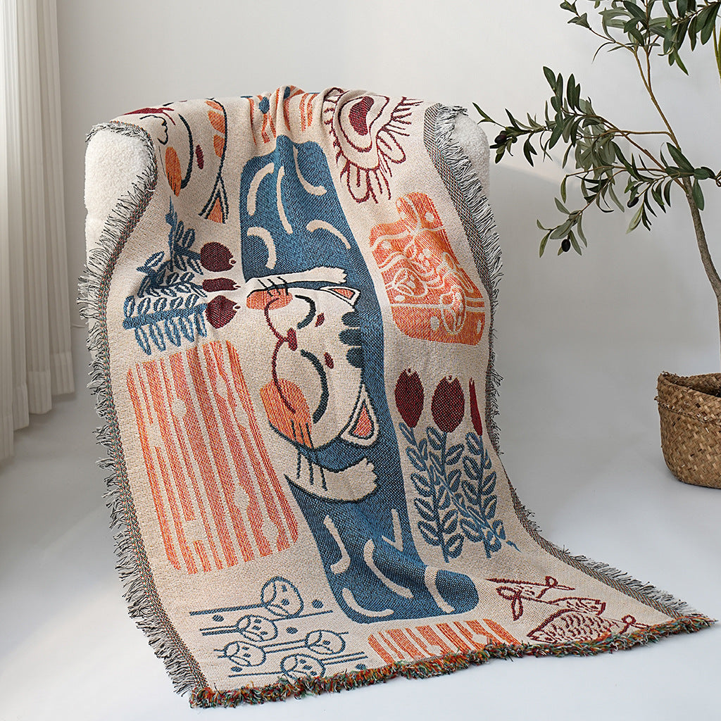 Whimsical Cat Garden Jacquard Throw Berriscent