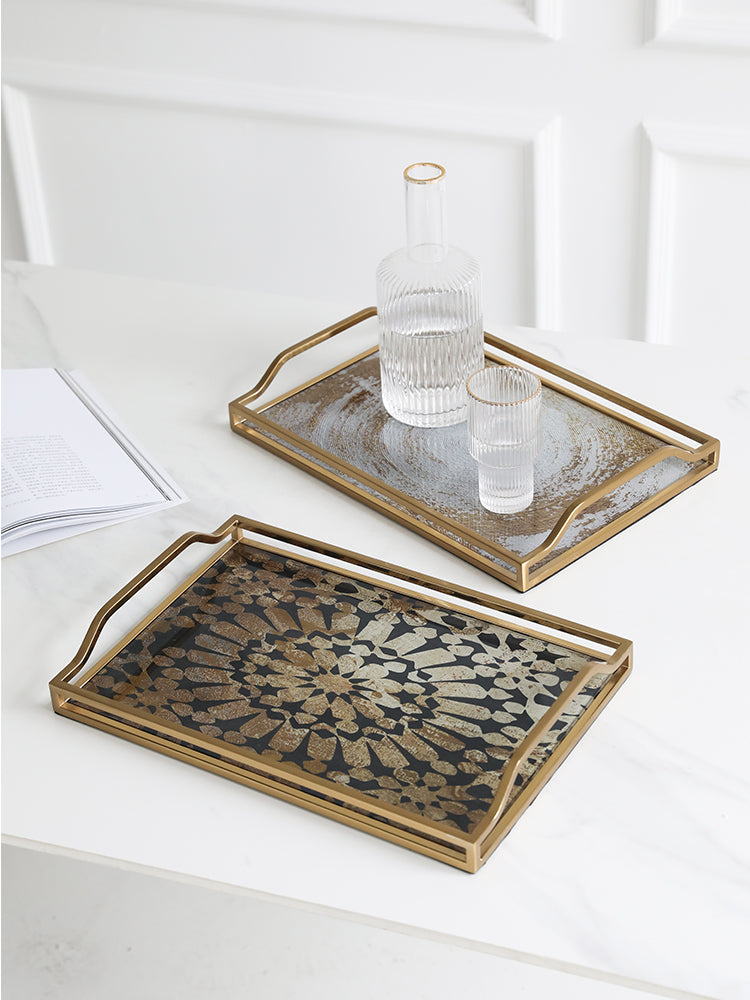 Luxury Glass & Gold Decorative Tray Berriscent