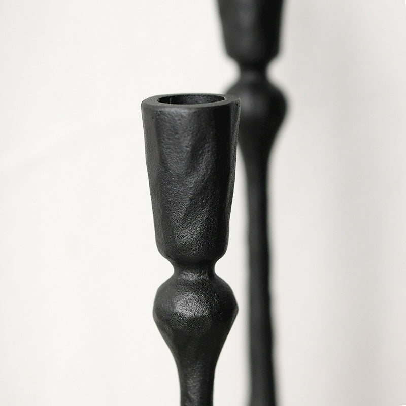 Noir Essence Candle Holder Set – Sculptural Cast Iron Elegance Berriscent