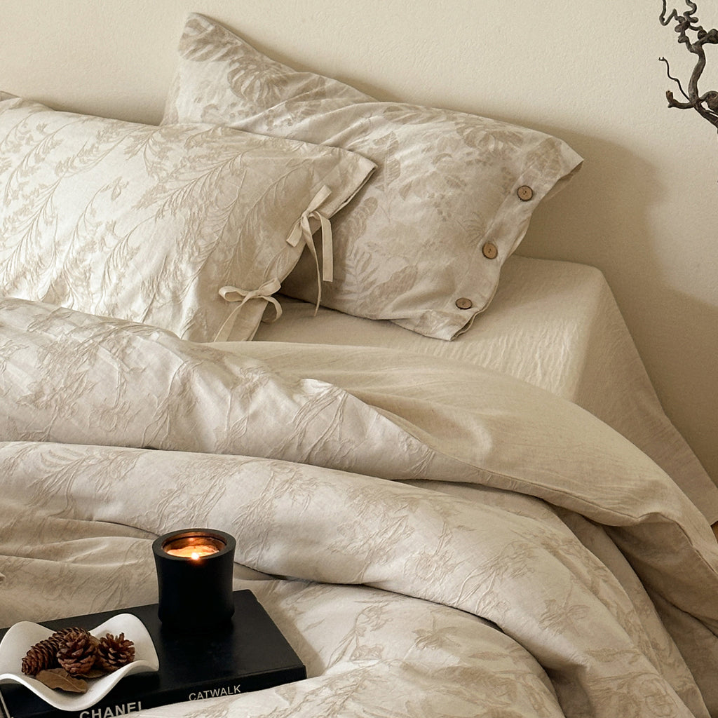 Linen Jacquard Cotton–Linen Four-Piece Bedding Set Berriscent