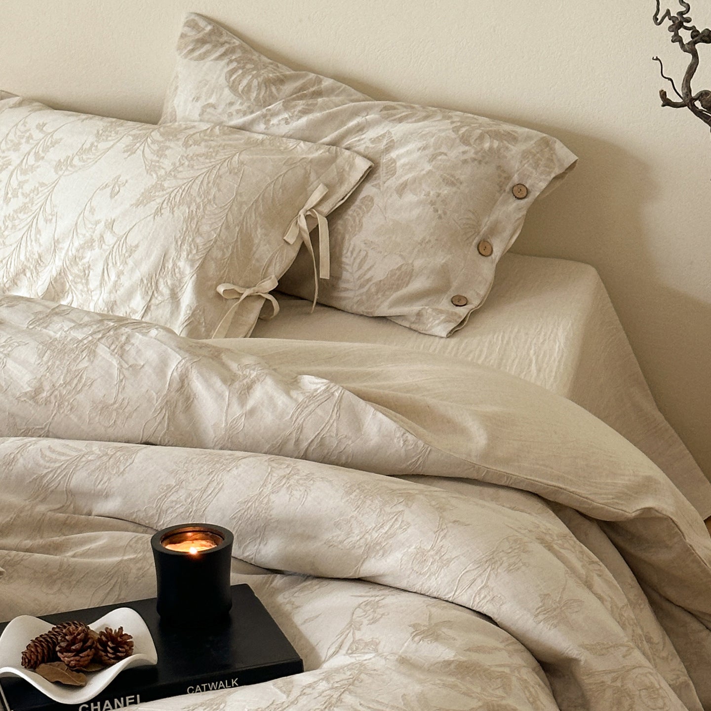 Linen Jacquard Cotton–Linen Four-Piece Bedding Set Berriscent